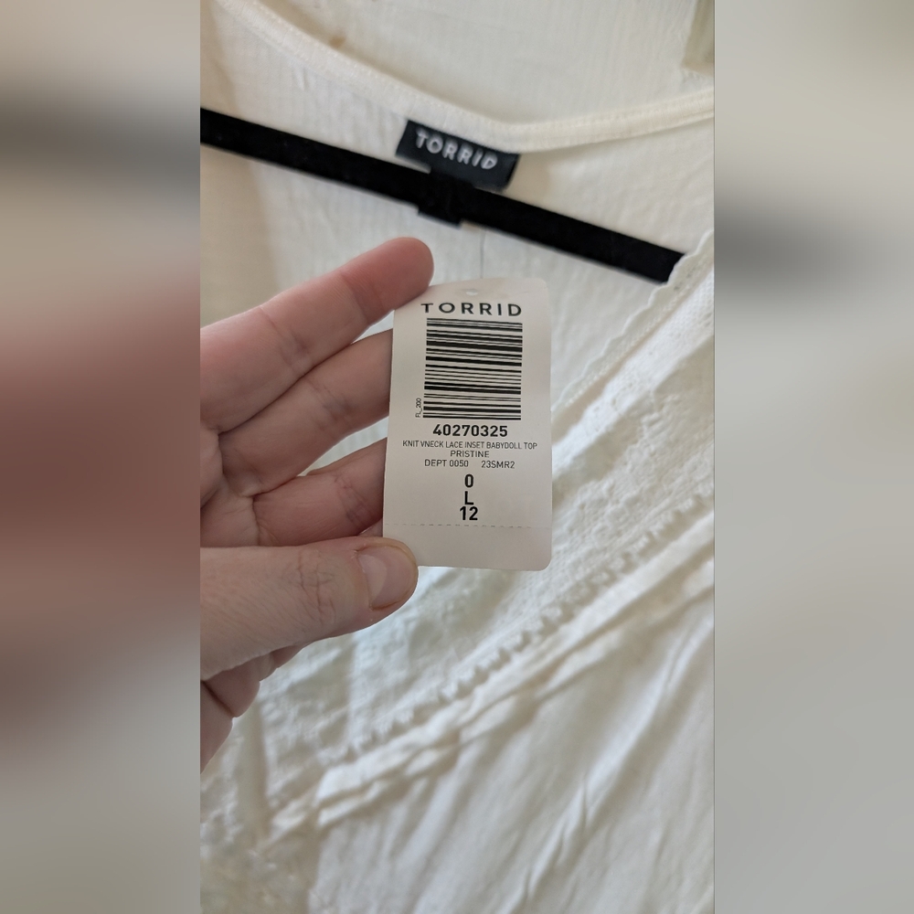 Knit V-Neck Lace Inset Babydoll Top NWT size 0 - Picture 6 of 11